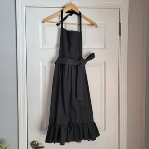 Women's Cotton Black Apron With Ruffles